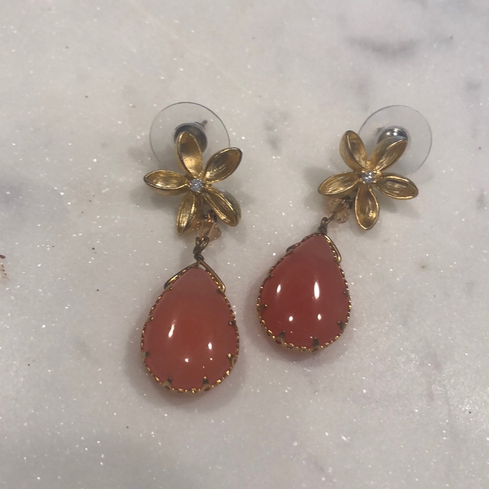Peach floral earrings